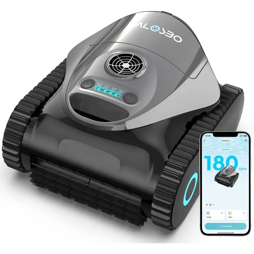 (Nuovo 2026) Robot Pulitore Piscina C1, 180 Minuti, Aspirazione Ultra Potente, Pulizia Pareti e Linea d'Acqua, Aspiratore per Piscine o Piscine Interrate