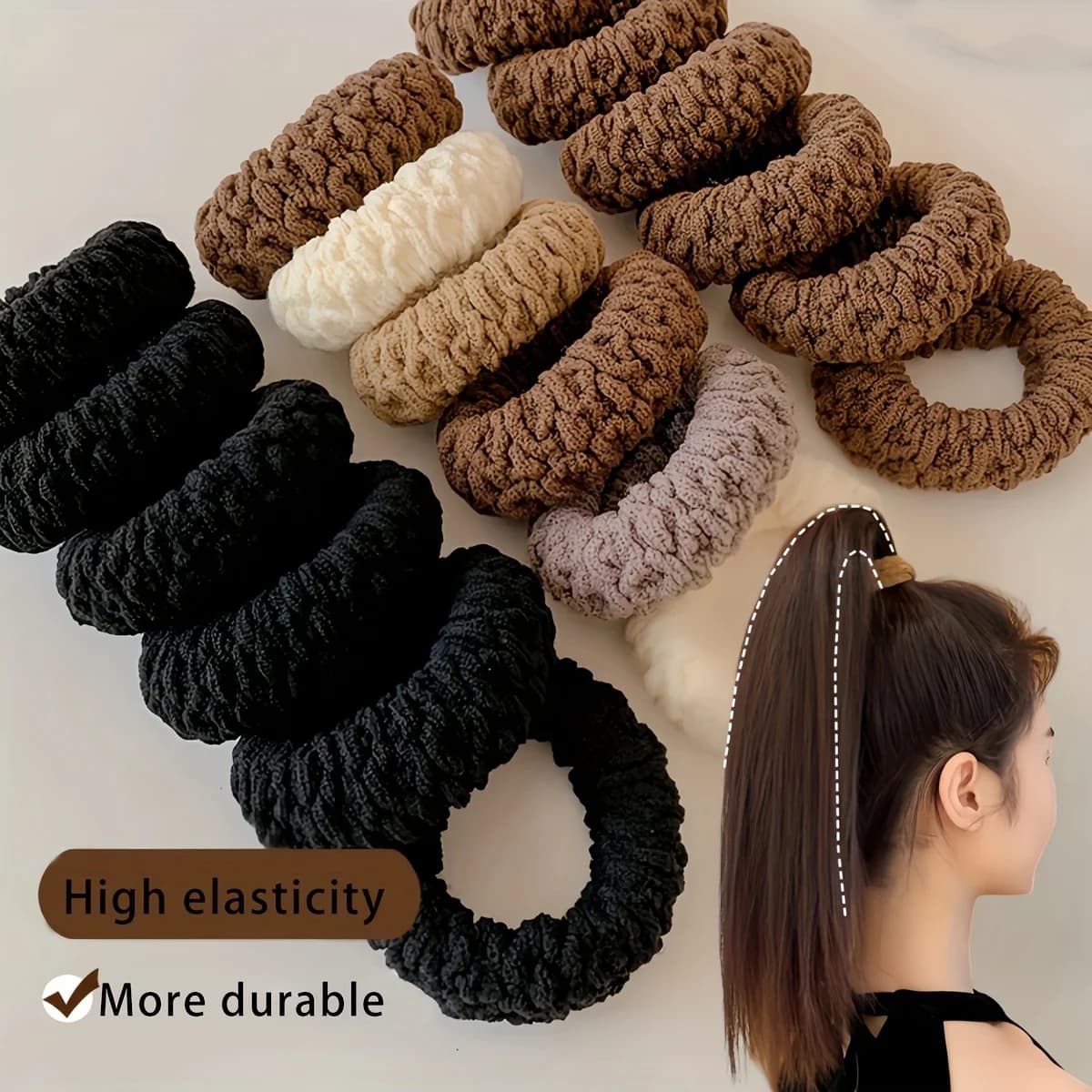 10 elastic for wide and thick hair updated, fashionable for horsetails and sandwiches, made of durable elastic material that do not damage