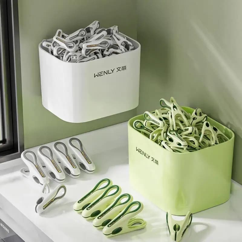 Mollette in plastica da 24/36 pezzi con cestino portaoggetti Mollette per appendere il bucato per calzini, biancheria intima, organizzazione domestica