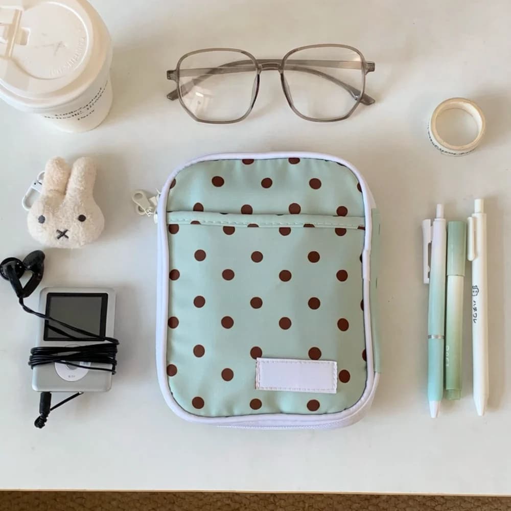 Korean Style Daisy Print Pencil Pouch Portable Travel Cosmetic Organizer Durable School Stationery Holder Case Box