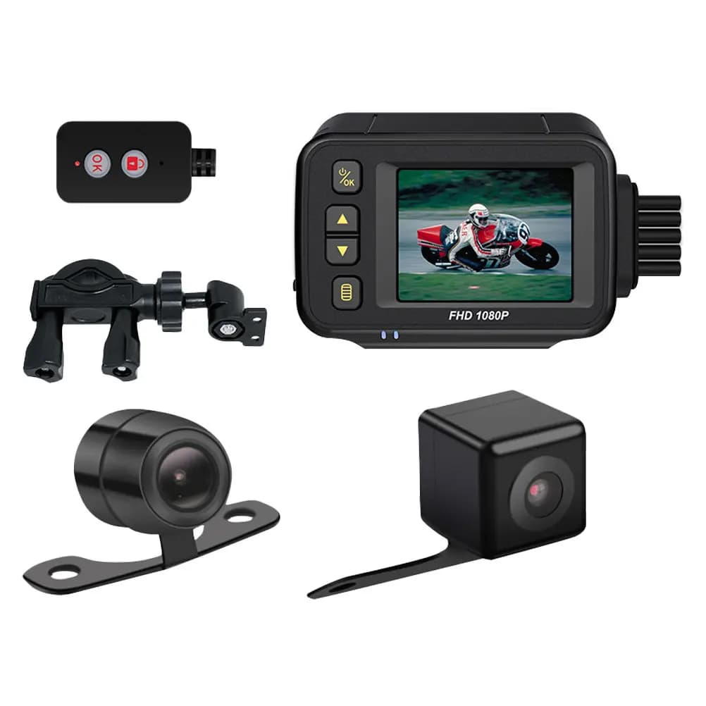 Dash Cam per Moto con Doppia Lente, Registratore di Guida ad Alta Definizione con Triplo Sensore