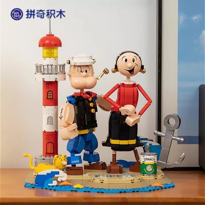 Popeye Olivia Puzzle Building Block Toy Collezione di personaggi di film di cartoni animati Modello Decorazione desktop Assemblaggio Regalo per bambini