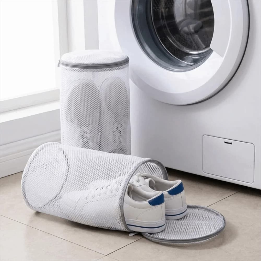 2PCS Honeycomb Mesh Shoe Washing Bags Polyester Anti-Deformation Laundry Shoes Protector with Zipper Shoe Cleaning Bag Dormitory