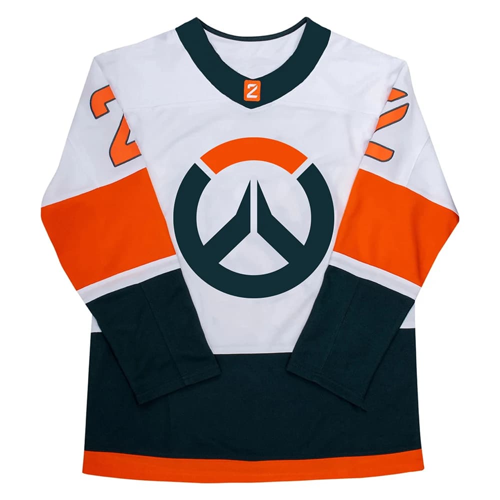 Maglia da Hockey Overwatch 2 a Maniche Lunghe con Scollo a V, T-Shirt Unisex Casual Streetwear con Design del Gioco in Stampa 3D