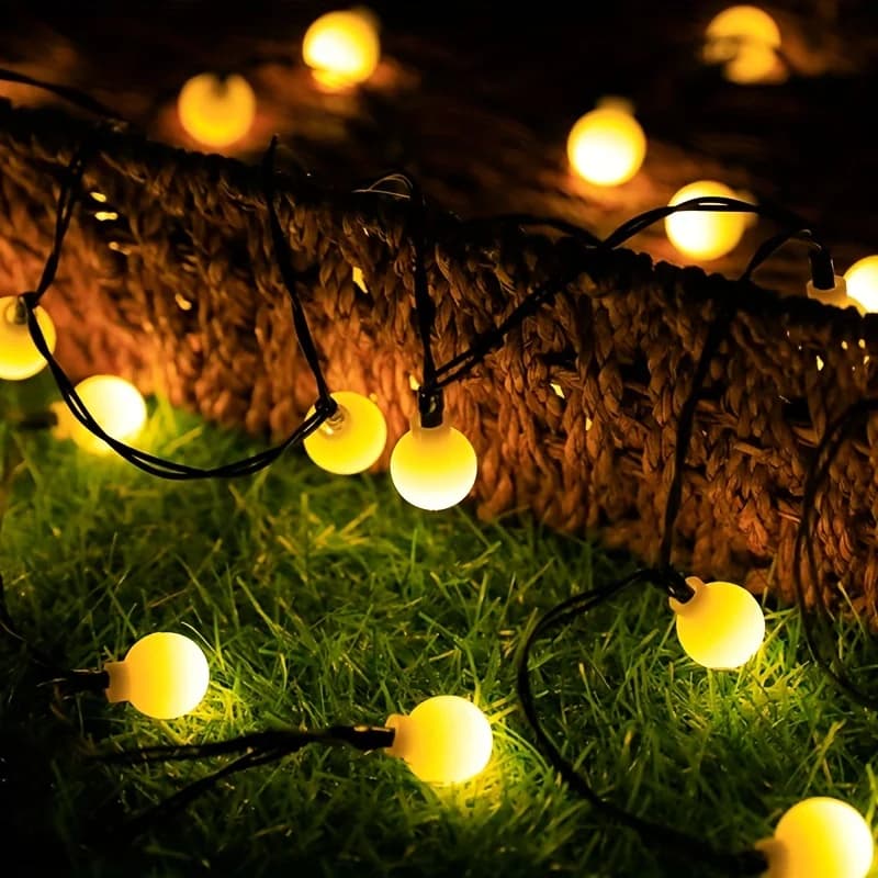 Luci a stringa a sfera smerigliate a 20 luci a LED ad energia solare da 5 m Luci decorative da campeggio con perline rotonde bianche latte
