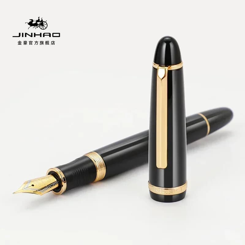 Jinhao X850 Fountain Pen Copper Barrel Gold Clip Iraurita Fine / Medium Nib for Writing Signature Office School Supplies PK 9019