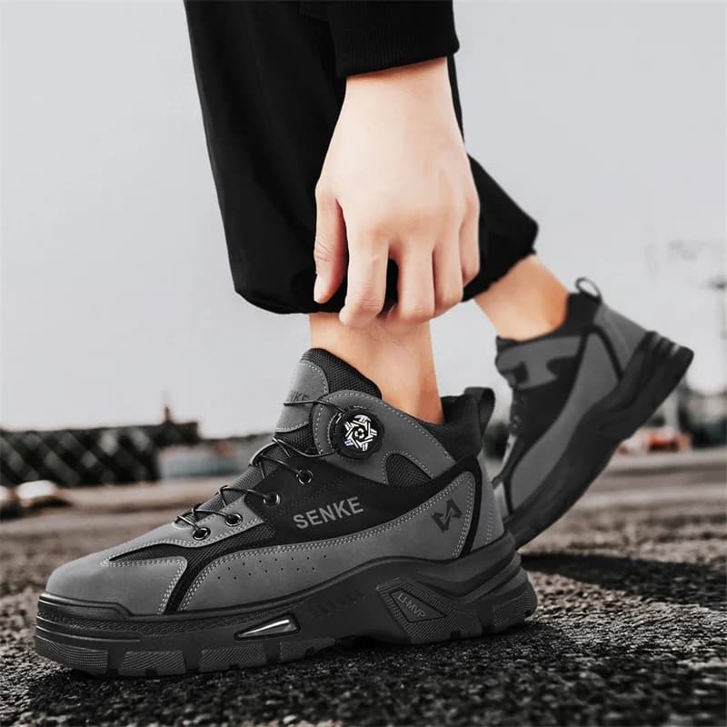 Scarponi da trekking da uomo autunno e inverno Stivaletti da uomo in pelle alla moda Scarpe da lavoro antiscivolo Scarpe da ginnastica da arrampicata all'aperto
