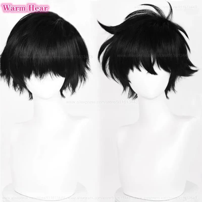 Kuroba Kaito Synthetic Short 28cm Black Cosplay Anime Heat Resistant Hair Halloween Party Unisex Wigs + A Wig Cap
