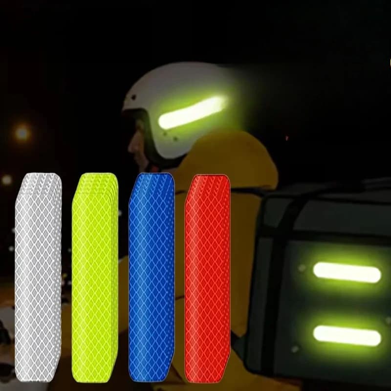80-10PCS Helmet Safety Warning Reflective Stickers Strip Waterproof High Visibility Reflector Tape For Night Riding Walking Car