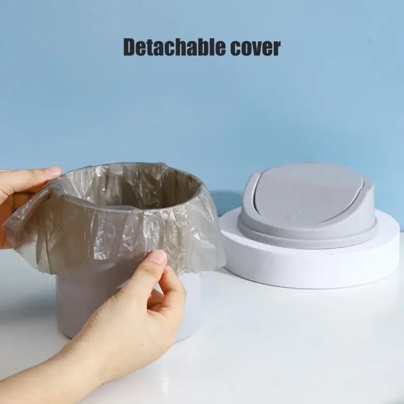 37ME Mini Desktop Swing Open Lid Garbage Can Plastic Trash Bin For Home Office Decors