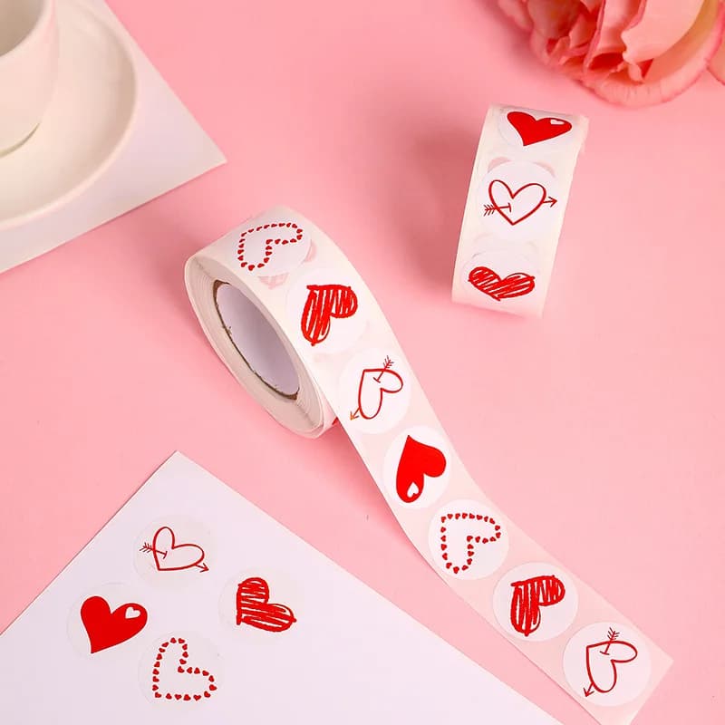 100-500 pieces red heart stickers pink for Valentine's Day gift bag wedding labels for packing love scrapbooking DIY stickers