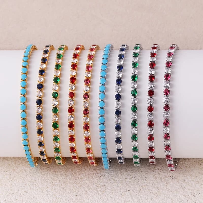 Bracciale da tennis alla moda con zirconi da 3 mm per donna Bracciale a catena sottile da tennis con ciondolo in cristallo di design a portata di mano Gioielli da sposa