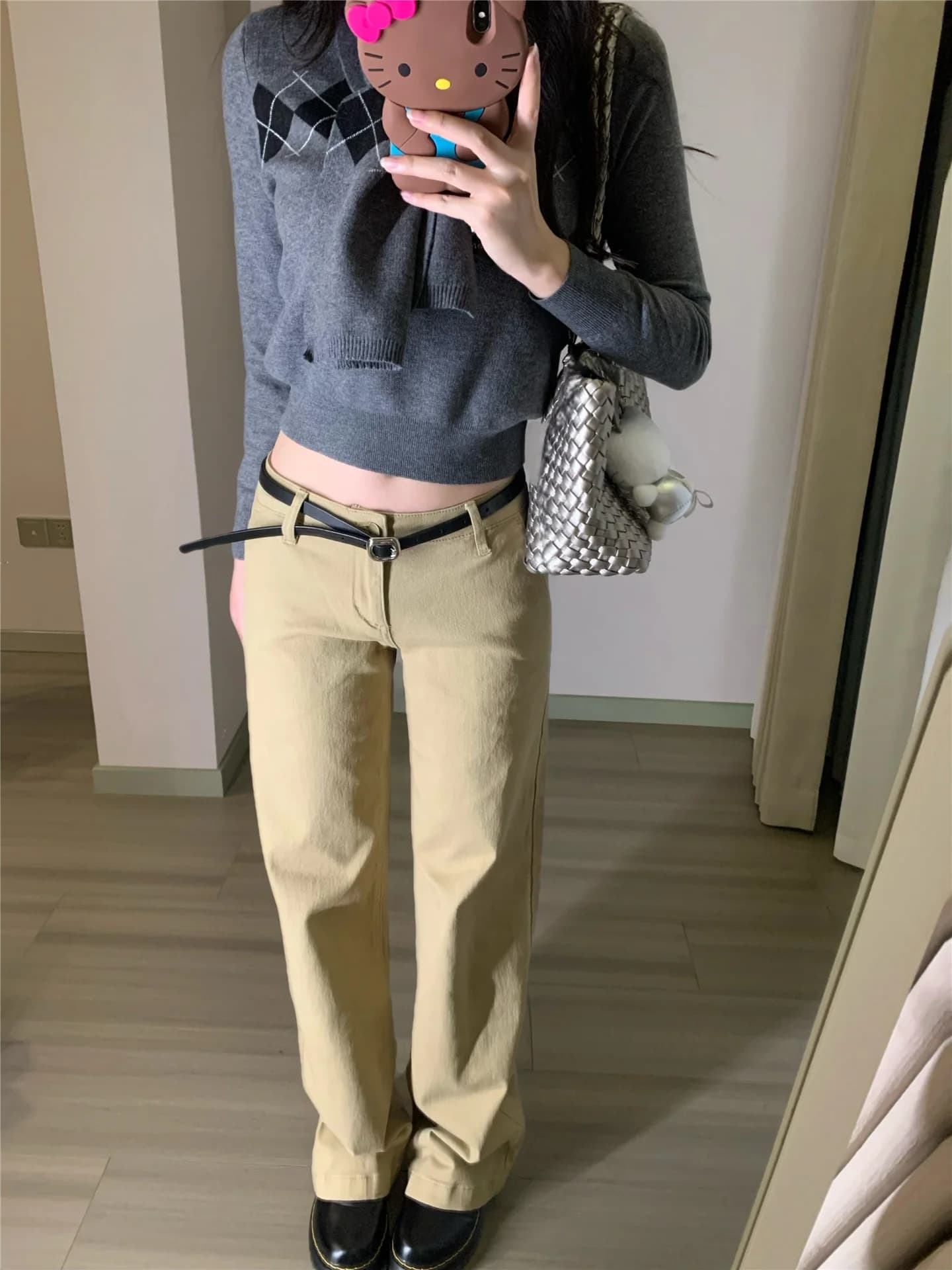 Jeans a gamba dritta color kaki a vita bassa da donna, pantaloni larghi snellenti a gamba larga lunga fino al pavimento, pantaloncini casual in denim di cotone