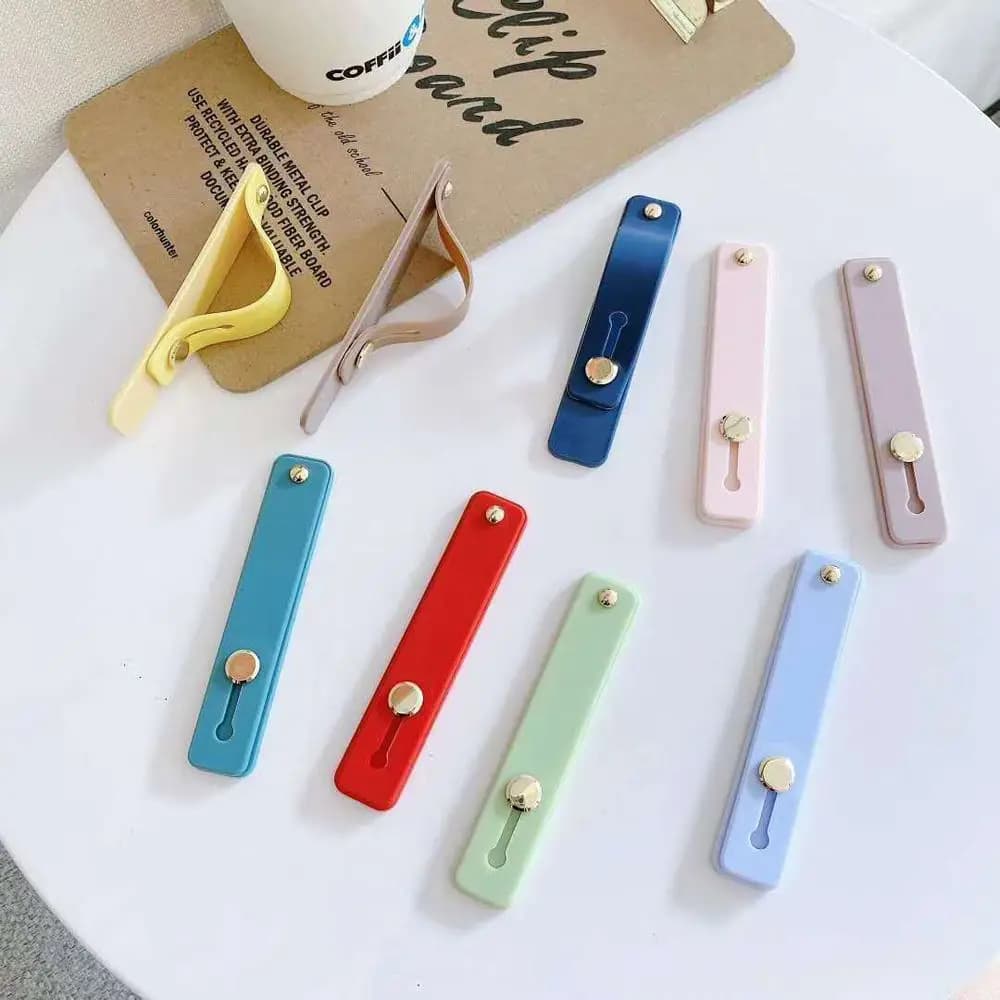 Supporto per Smartphone in Silicone Colorato, Supporto da Tavolo per Telefono, Impugnatura Telescopica Push-Pull, Cinturino per Dita, Porta Cellulare