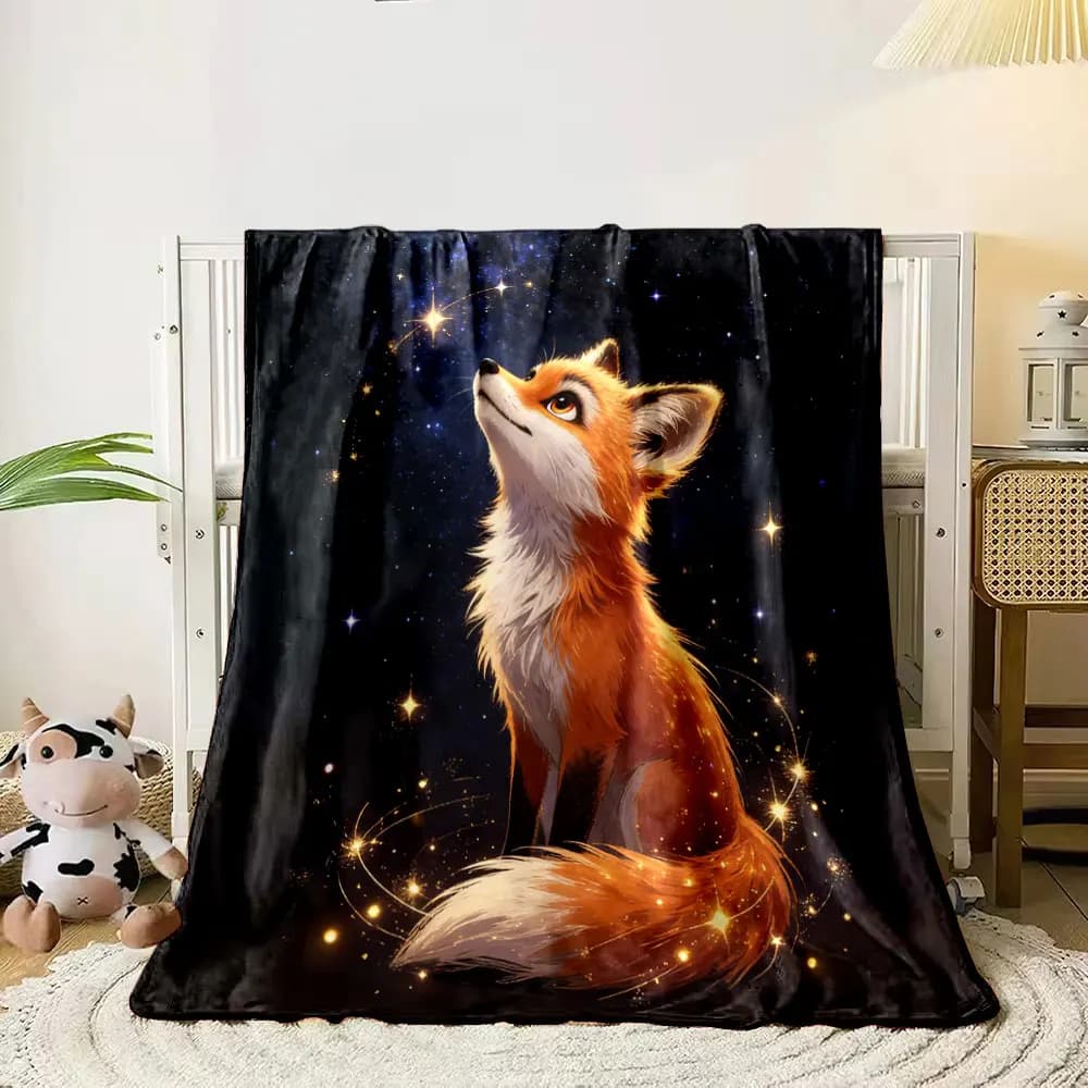 6 stili di una volpe sotto un cielo stellato sognante stampa calda e confortevole coperta da viaggio a casa campeggio per adulti e bambini regali di lusso