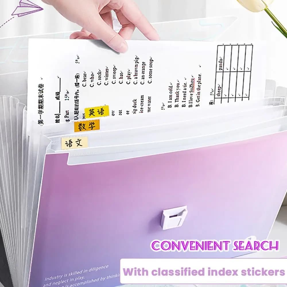 Cartella Portadocumenti Portatile Impermeabile A4, Organizzatore con 13 Tasche per Test e Documenti, Borsa Portaoggetti Classificata in PP, Regalo