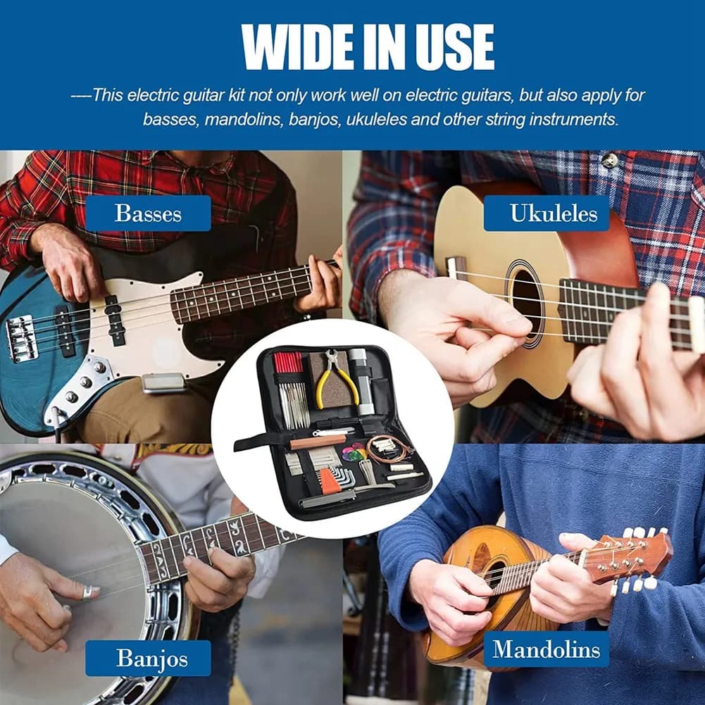 Kit di Strumenti per Chitarra ABXI 67 Pezzi per Manutenzione, Regolazione dell'Intonazione e Riparazione, Set per Chitarra, Basso e Ukulele