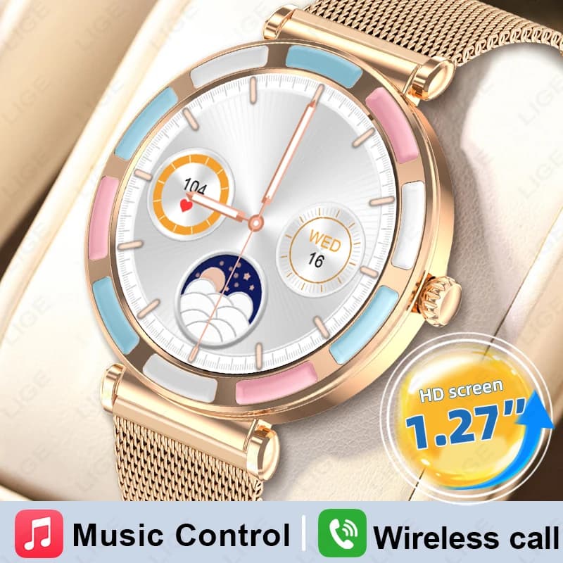 Smartwatch di Lusso LIGE 2026 per Android e iOS, Schermo HD, Chiamate Bluetooth, Monitoraggio Salute, Fitness Tracker, Regalo per Donne