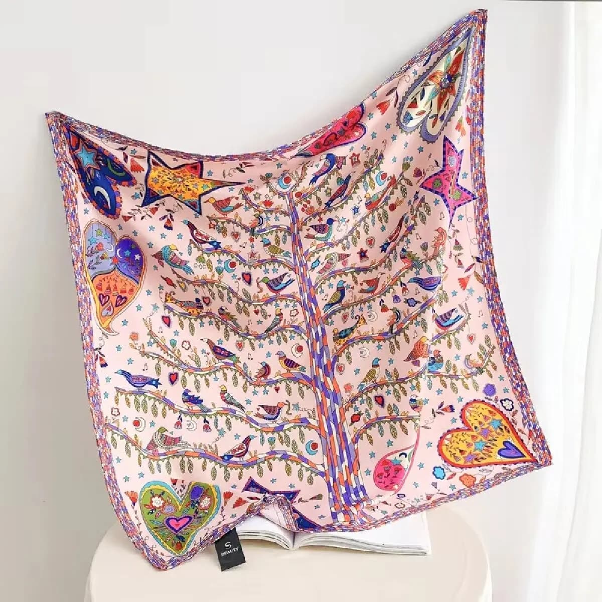 Sciarpa quadrata con motivo geometrico da 35.43 "scialle in raso di seta imitazione sottile Bandana per la protezione solare estiva sciarpa per la decorazione della borsa all'aperto