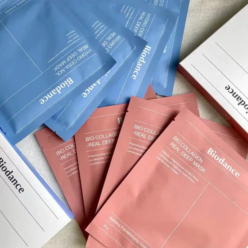 Maschera Viso Antirughe al Collagene Biodance, Compresse di Cotone Nutrienti per Rassodare i Pori, Ampolle Anti-Età Idratanti per la Cura della Pelle