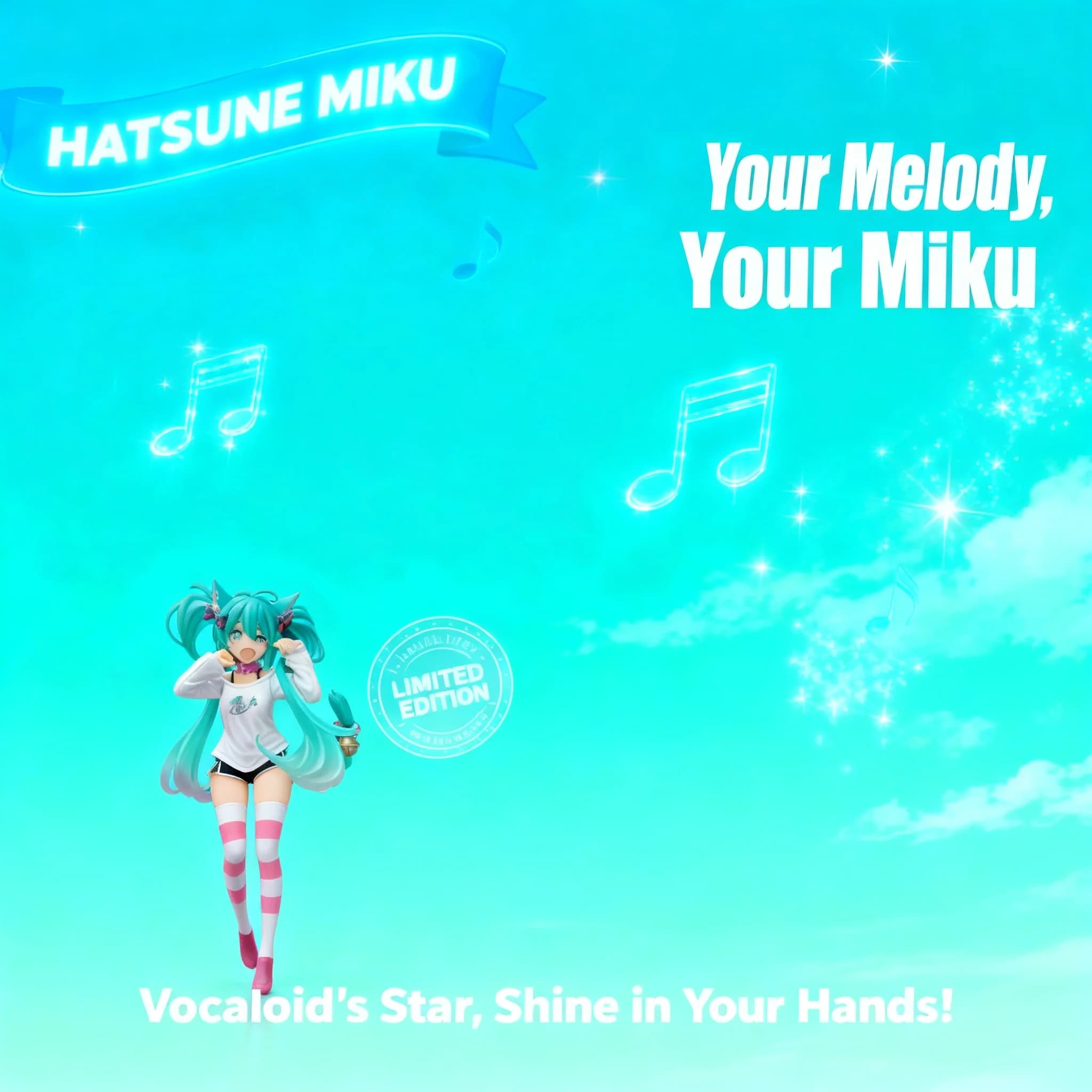 Pigiama con Orecchie da Gatto di Miku Hatsune, Manica Corta, Modellino Anime, Statua da Esposizione, Regalo per Fan e Collezionisti, Bambola Carina