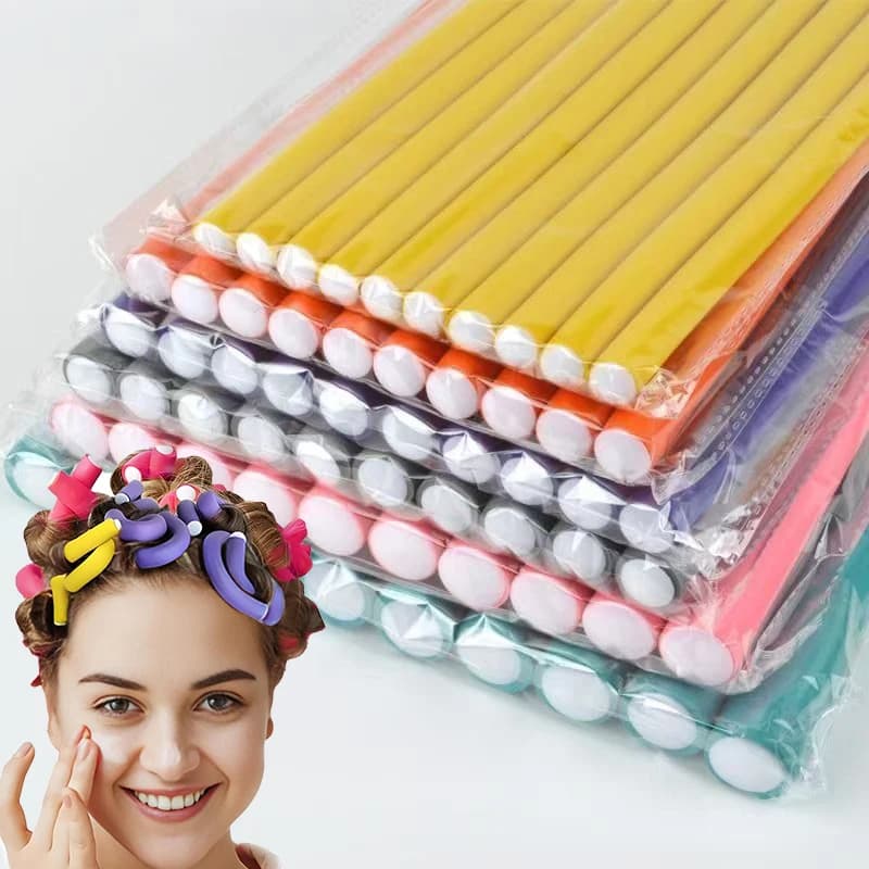 New Set of 10 Pieces of Flexible Bigodini for Hair, in Soft Foam, for Soft Ricci and Attuated, Tools for Styling Without Heat