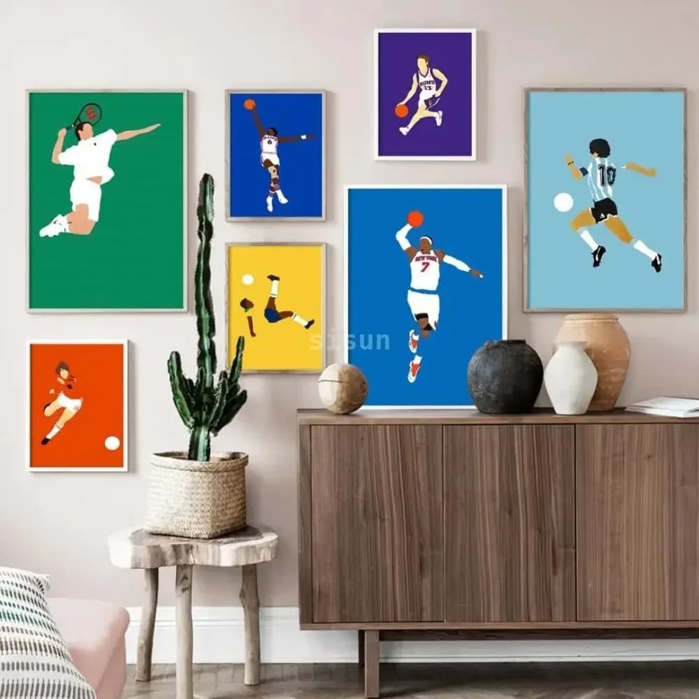 Sport Superstar Canvas Art Basket Calcio Tennis Poster da parete per la decorazione della camera dei ragazzi