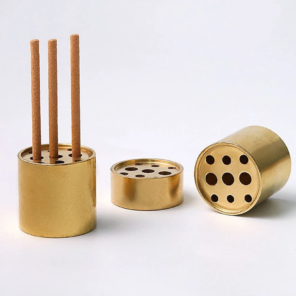 Portaincenso a 9 fori in ottone puro, bruciatore universale per bastoncini di incenso per legno di sandalo, preghiera spirituale, meditazione, decorazioni per l'home office
