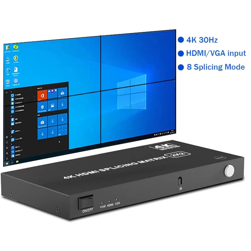 4K HDMI Video Wall Controller 2 x2 1 x3 1 x4 2x2 3 x1 4 x1 HDMI VGA Video Stitching Processor Splicer 4 HDMI out TV Wall Controller