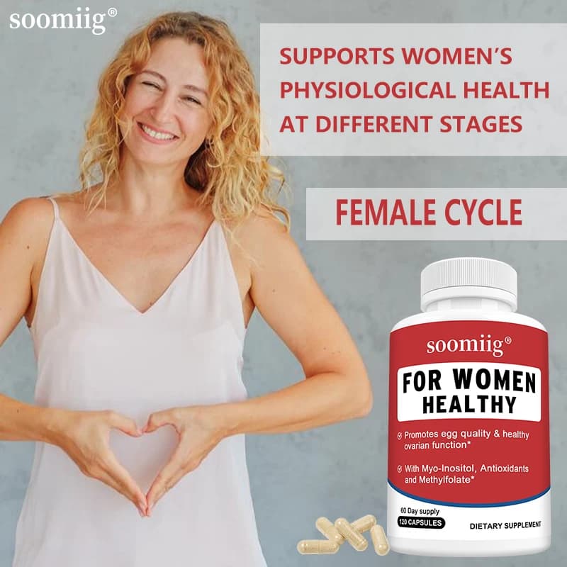 Myo-Inositolo capsules for women with folder and vitamin E, hormonal balance, support for ovary health mood, supplement for menstrual cycle