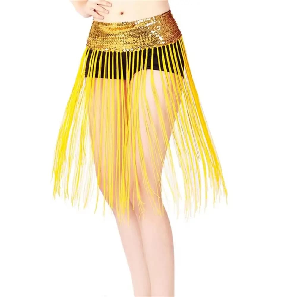 Cintura Creativa per Danza del Ventre con Paillettes Scintillanti, Gonna Avvolgente con Paillettes, Catena in Vita con Nappe Lunghe, Sciarpa Classica per Danza del Ventre