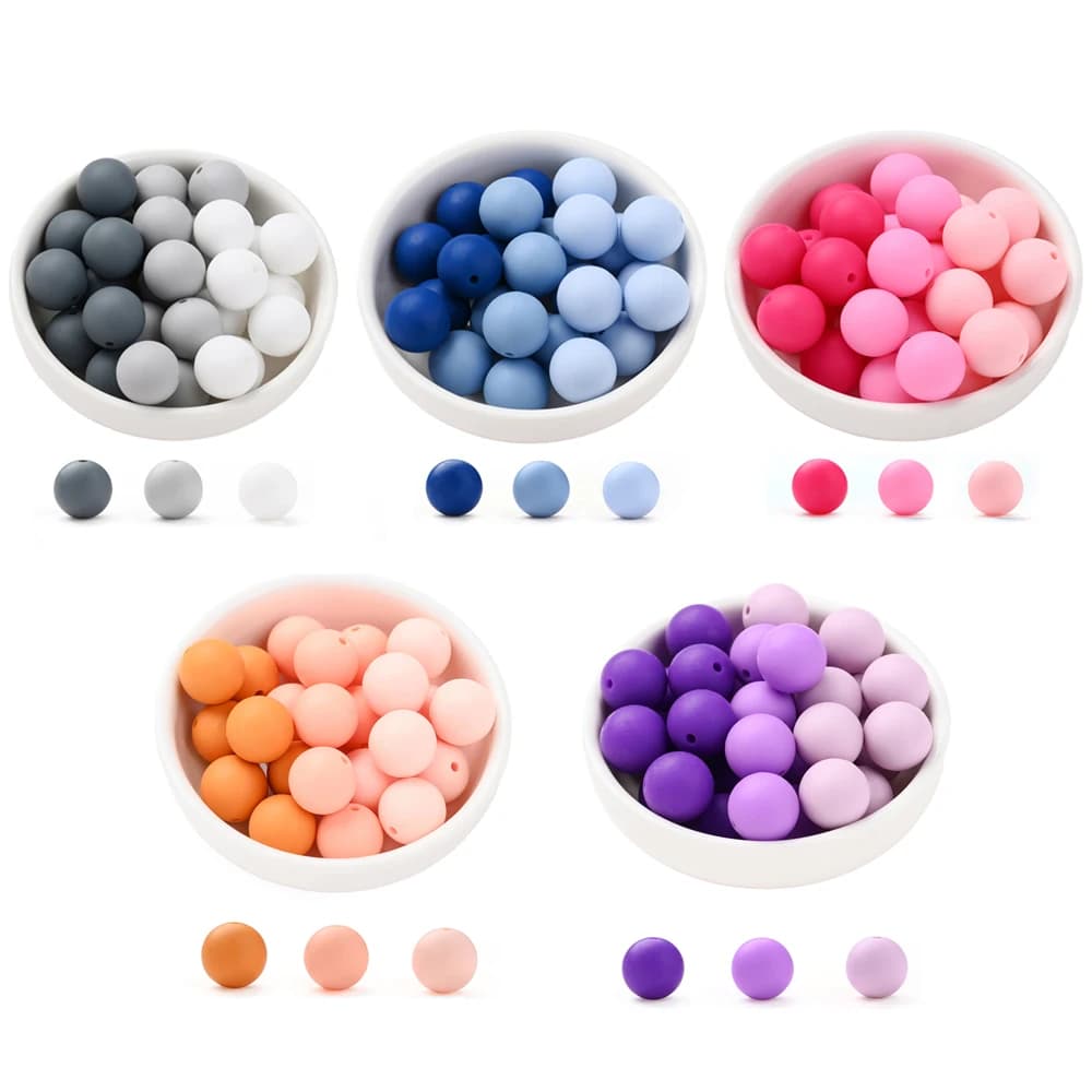 60 pezzi 15mm perline colorate in silicone perline per dentizione per uso alimentare per giocattoli per bambini infermieristici fai da te ciuccio clip collana che fa forniture