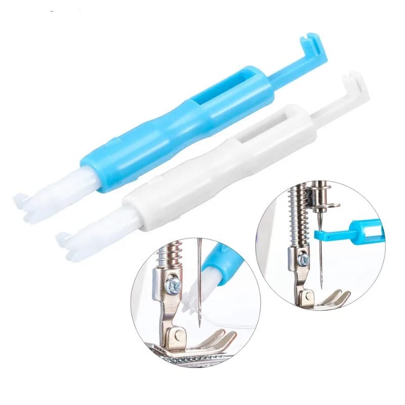 1pc Blue Sewing Machine Needle Threader Automatic Quick Sewing Threader Needle Tool for Auto Changer, Holds Firmly