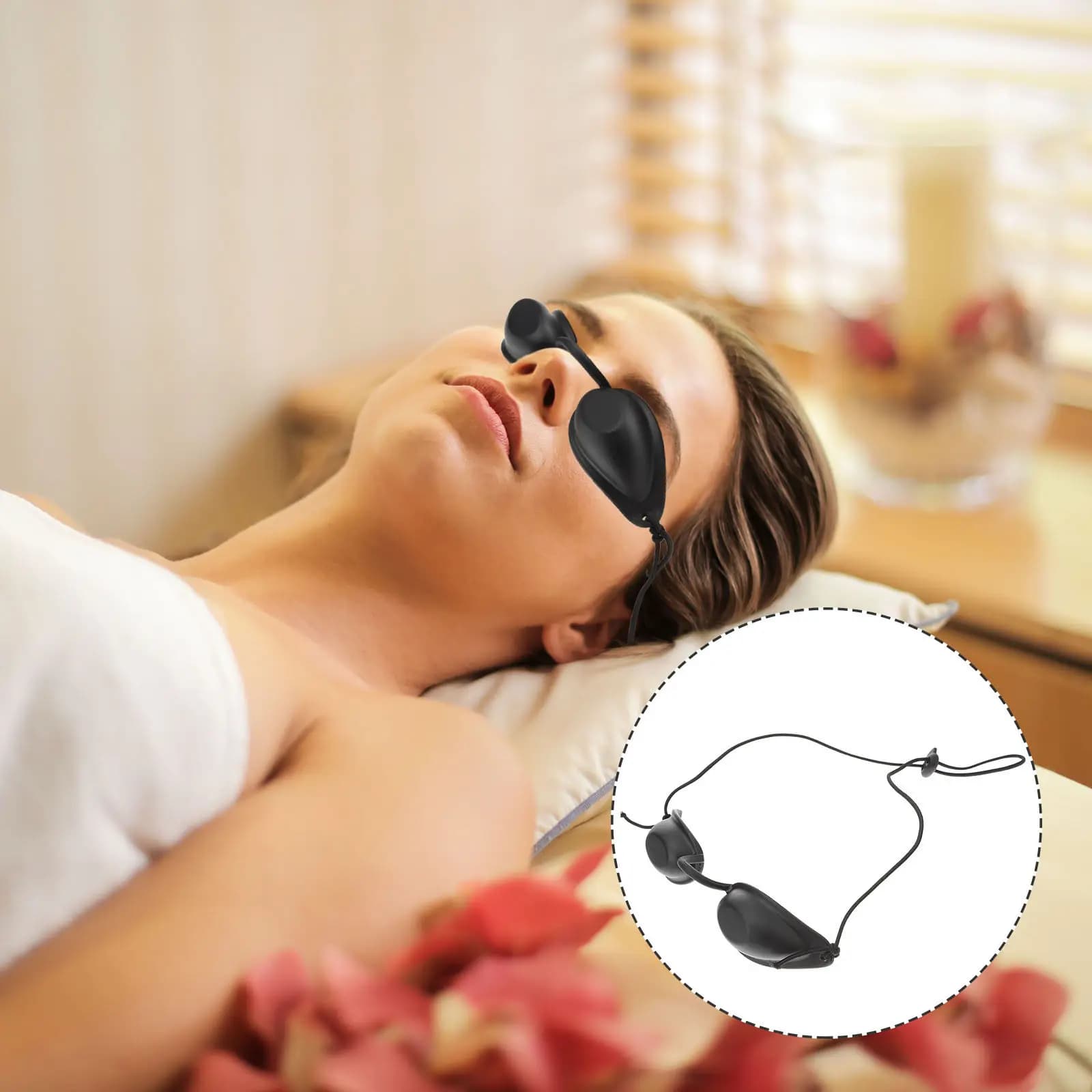 Occhiali Protettivi IPL Neri in Plastica per Sbiancamento Denti, Rimozione Tatuaggi, Trattamenti UV LED