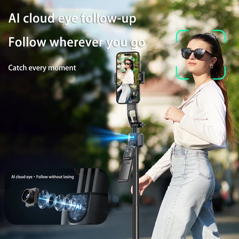 Support for wireless tripod for selfie stick with Bluetooth light Remote stabilizer portable travel support for live