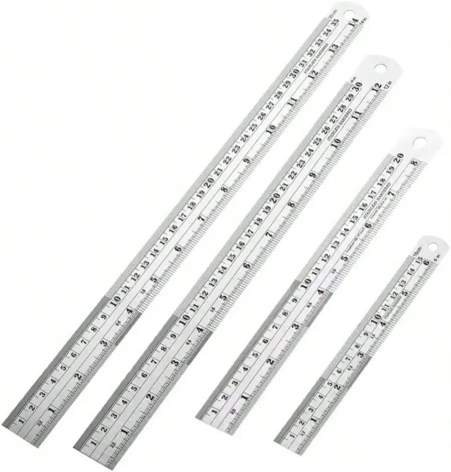 Stainless Steel Metal Ruler,6, 8, 12, 14 Machinist Ruler, With Inch And Metric Graduations,Pack Of 4 (6, 8, 12, 14 Inch),The perfect little gift