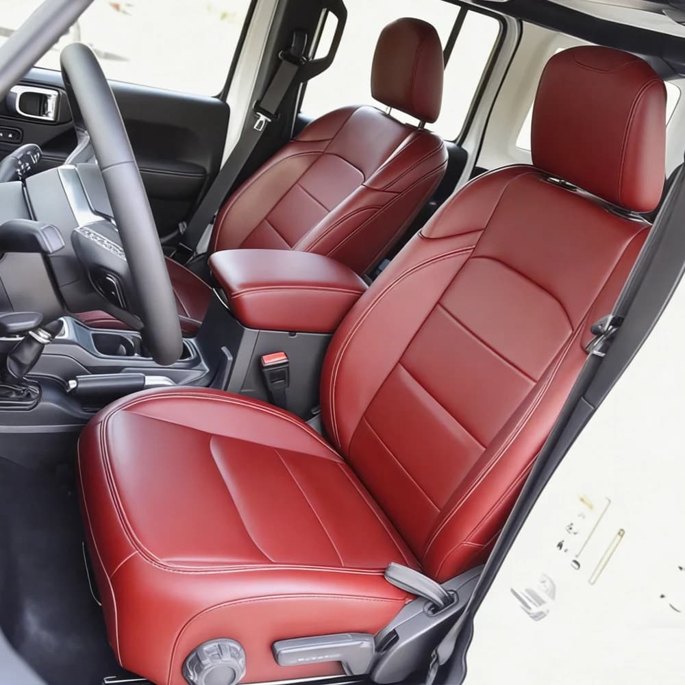 Car Special Seat Cover For Jeep Wrangler 4 Door 2018 2019 2020 2021 2022 PU Leather Cushion Protective Seat Covers Accessories