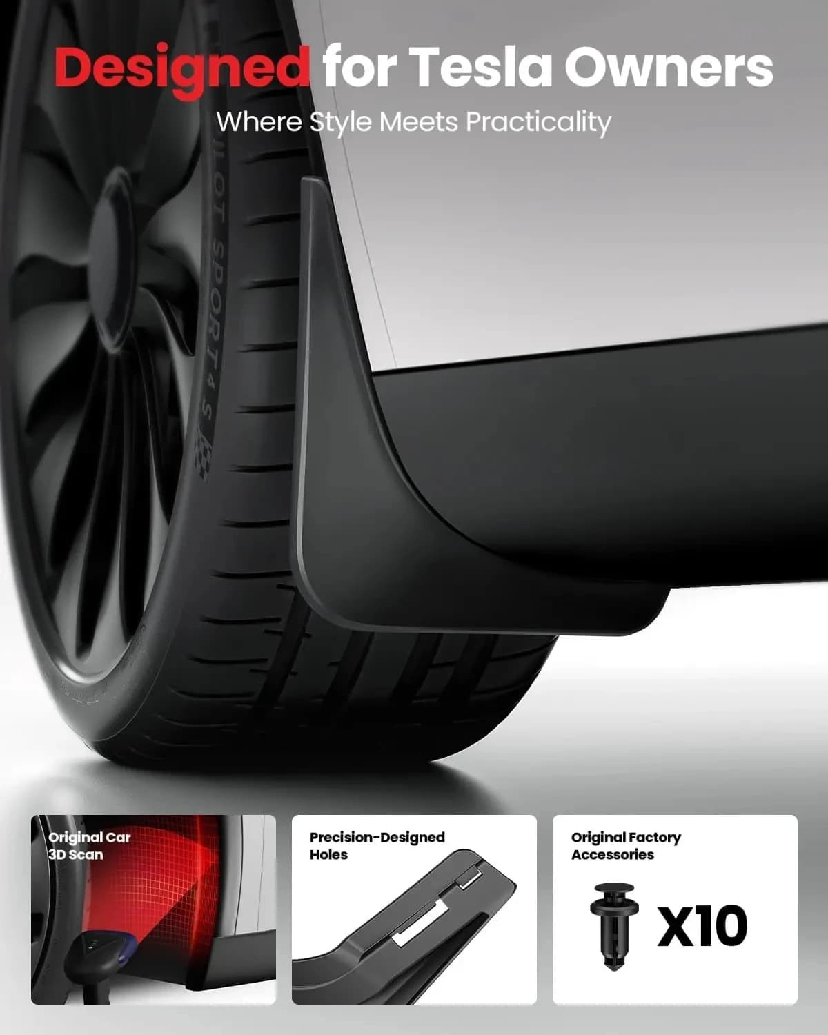 Per Tesla Model Y Model 3 Highland 2026 Accessori Paraspruzzi Stay Clean Proteggi Vernice Grado Militare All Weather Paraspruzzi