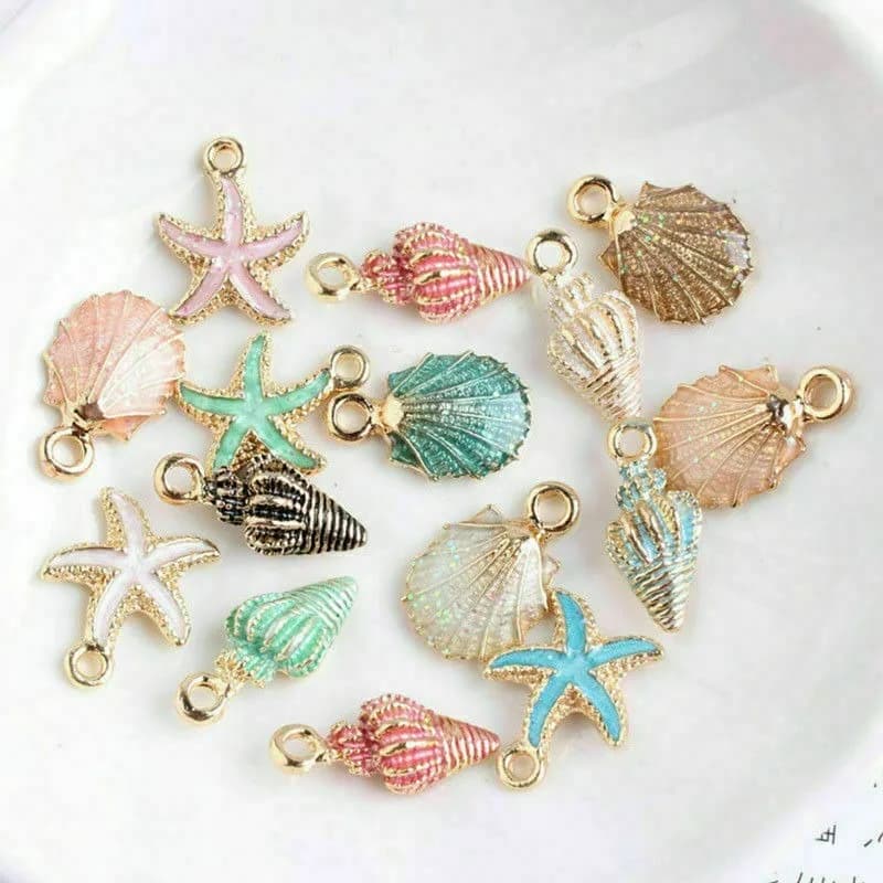 13 pz/set Conch Sea Shell Charms smalto ciondolo stella marina per artigianato fai da te forniture creazione di gioielli trovare accessori