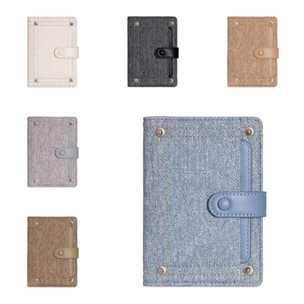 Porta Carte in PU, Borsa per Passaporto, Custodia per Passaporto, Clip per Passaporto in Denim per Check-in Aereo, Porta Biglietti, Borsa Multifunzionale per Carte