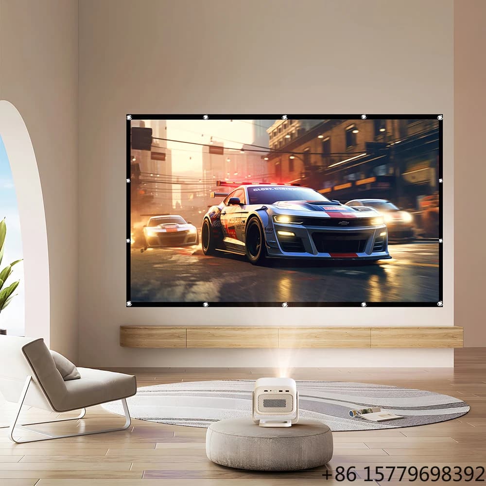 Schermo per Proiettore a Telaio Fisso Acusticamente Trasparente in Tessuto Bianco 100-120 Pollici, 16:9 per HDTV Audio e Suono