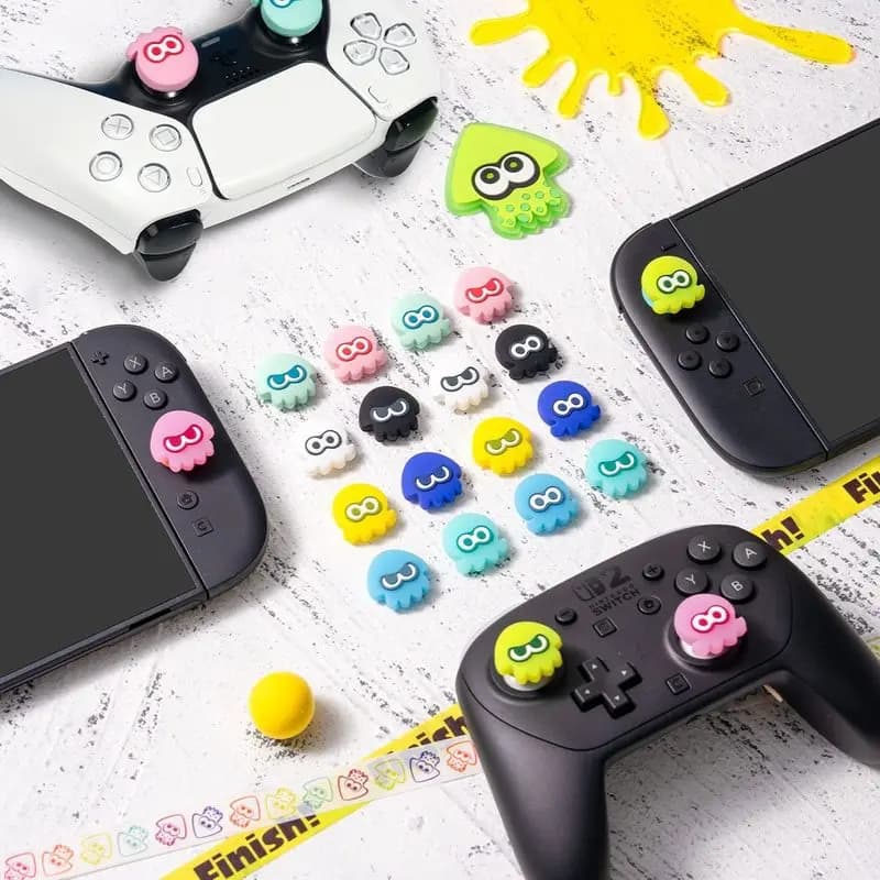 Copri-stick analogici in silicone Splatoon Glow In The Dark compatibili con Switch 2, PS5 Pro, Xbox