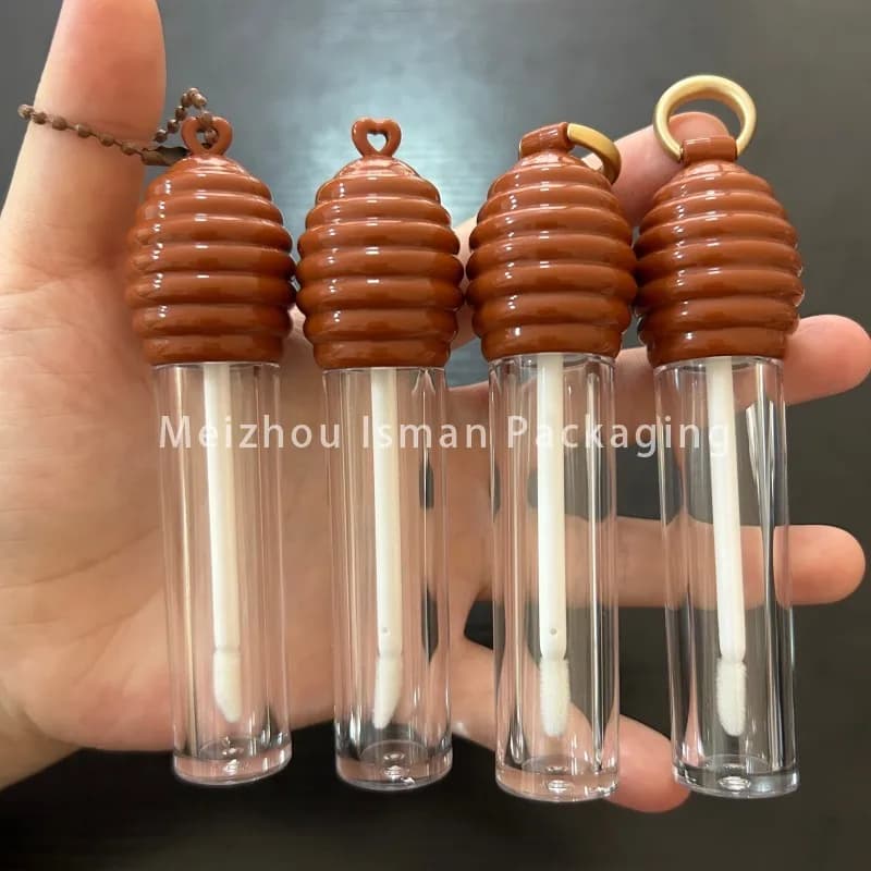 50 Pezzi Tubetti per Lucidalabbra a Forma di Miele, Bottiglie Trasparenti con Chiusura a Portachiavi, Tubetti in Plastica a Nido d'Ape da 6ml per Olio Labbra, per Confezionamento Cosmetico
