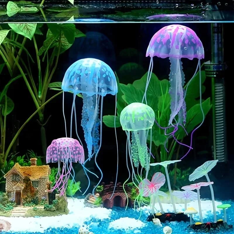 1pc Artificial Jellyfish Aquarium Decor–Soft Silicone Ornament Stunning Colours Lifelike Flexible Tentacles aquarium decorations