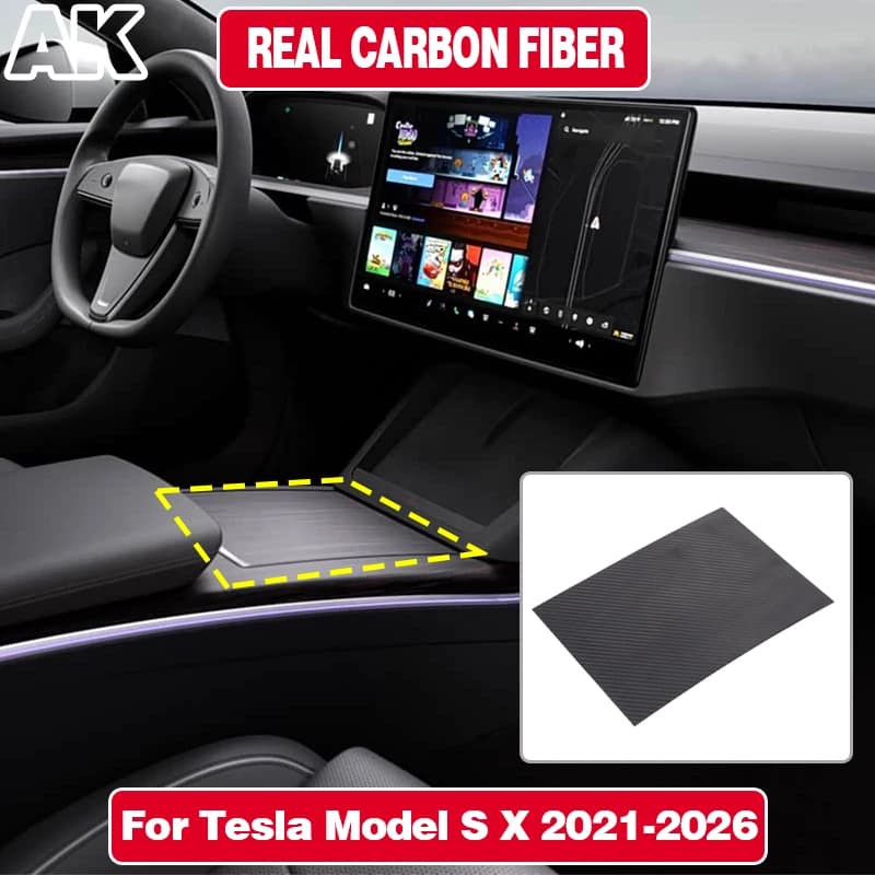 Per Tesla Model S X 2021-2026, Copertura Decorativa in Vera Fibra di Carbonio per Pannello Vano Portaoggetti, Accessori Interni Auto
