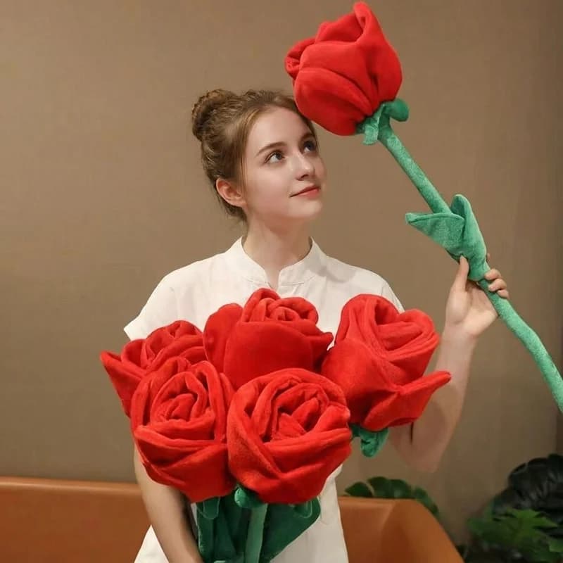 1/3/5 Pezzi Rosa Extra Grande in Peluche Vellutato, Regalo per San Valentino, Fiore Artificiale per Decorazione Casa e Camera, per Donna e Ragazza