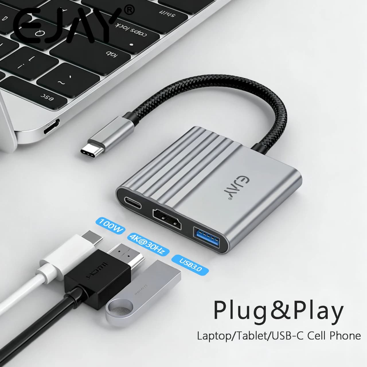 JEAY Scheda di acquisizione video Adattatore USB C HDMI 4K HDMI a USB-C HUB per PC portatile Accessori MacBook Registrazione in streaming live Riunione