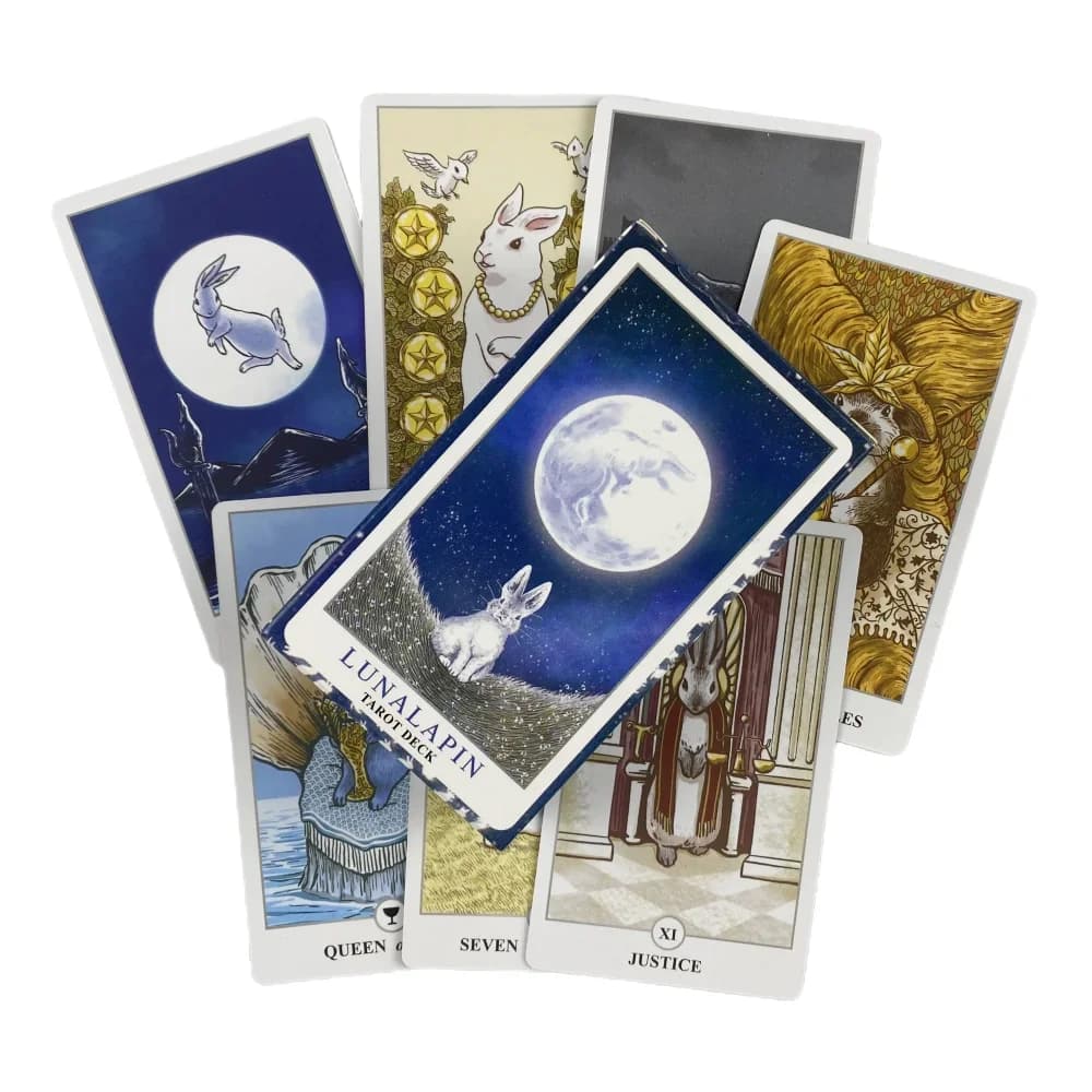 Carte dei Tarocchi Lunalapin: Mazzo Oracolo con 83 Carte a Tema Coniglio, Edizione Divinazione in Inglese, Giochi da Tavolo