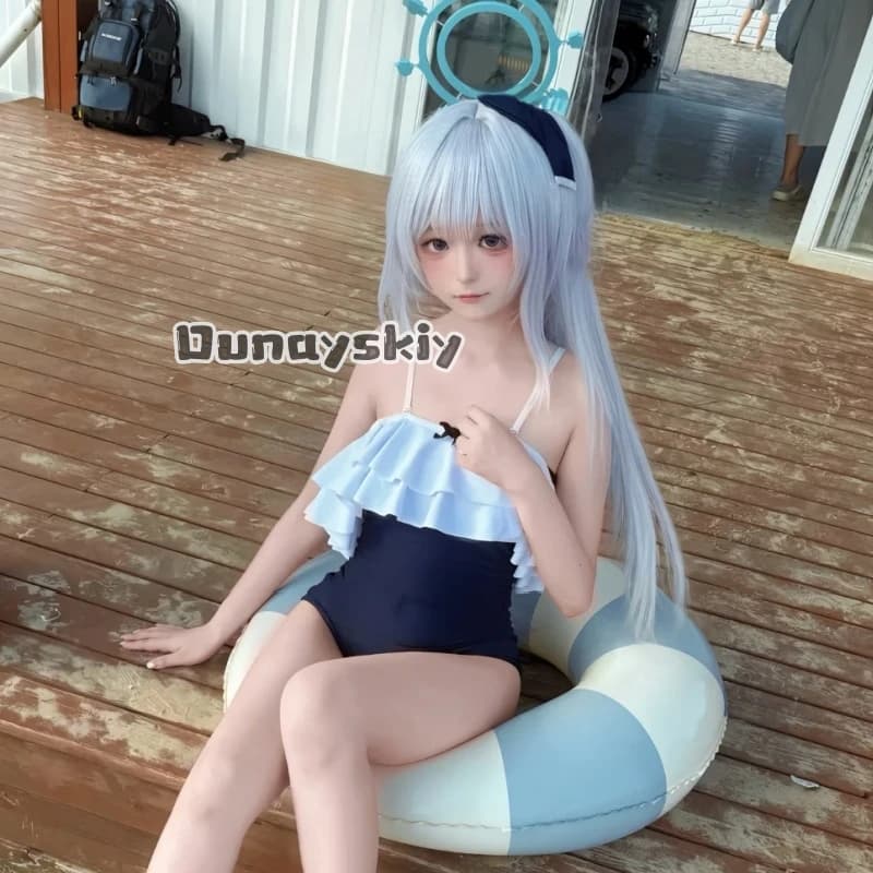 KS*14Anime Game Blue Archive Cosplay Tsukiyuki Miyako Costume Summer Swimsuit Kawaii JK Swimwear Bikini Wigs Halloween Christmas