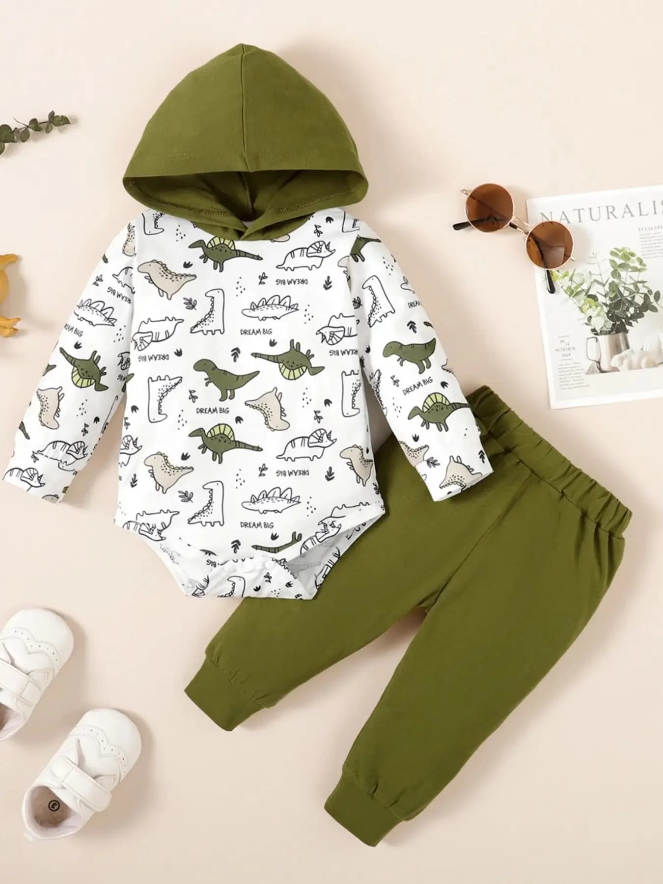 Inverno 0-1 anni anni Cool Boy Felpa Abiti Dinosauro Manica lunga Top Pantaloni 2 pezzi Autunno Inverno Tuta Abbigliamento moda